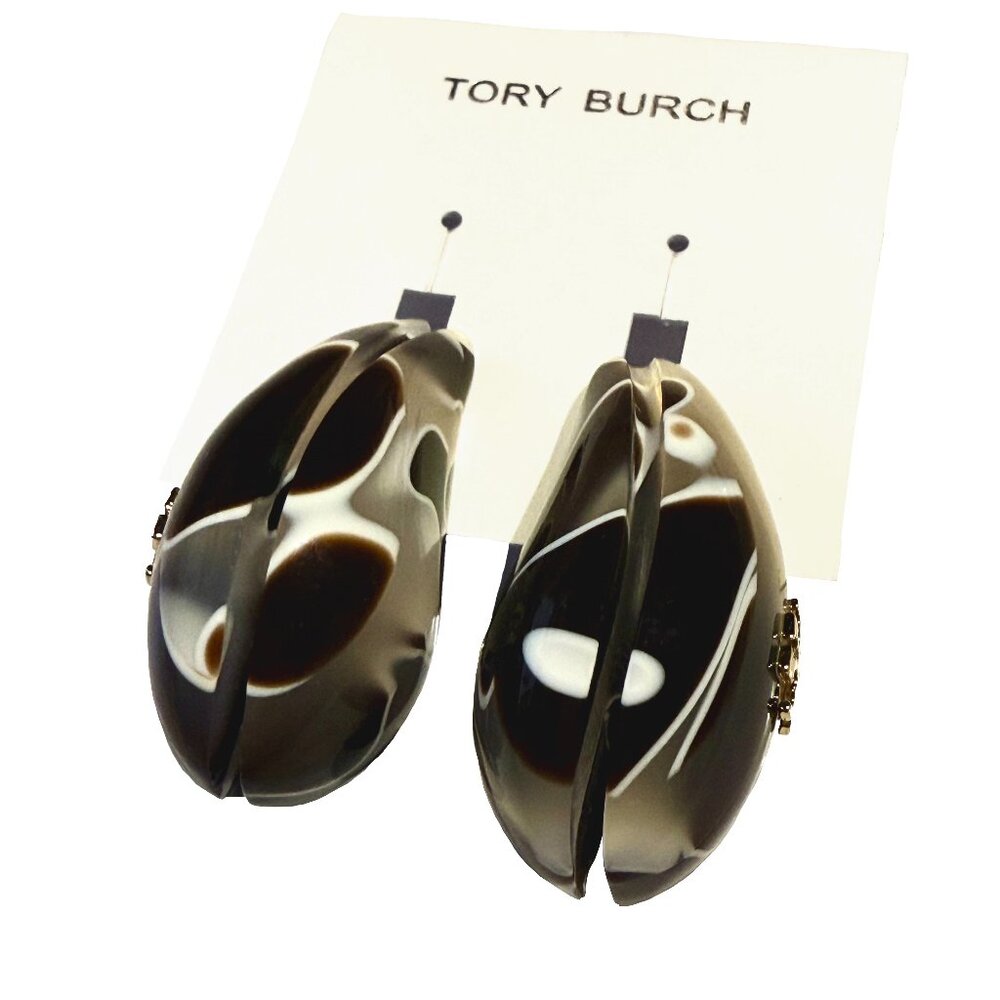 Tory Burch Wave 18K-Gold-Plated & Resin Clip-On Drop Earrings
